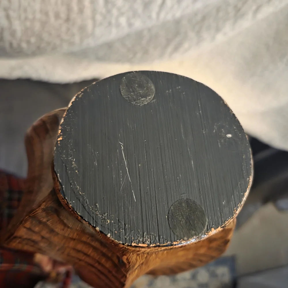 Vintage Carved Wood Table Vase w/ Dried Grass | Boho Accent Decor